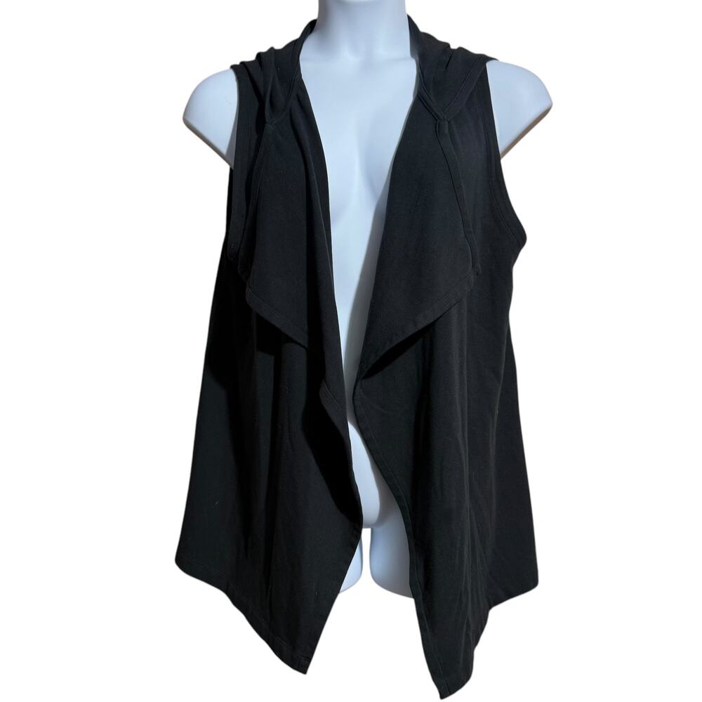 Fabletics black lightweight athleisure sleeveless‎ hannah hoodie vest Size Large
